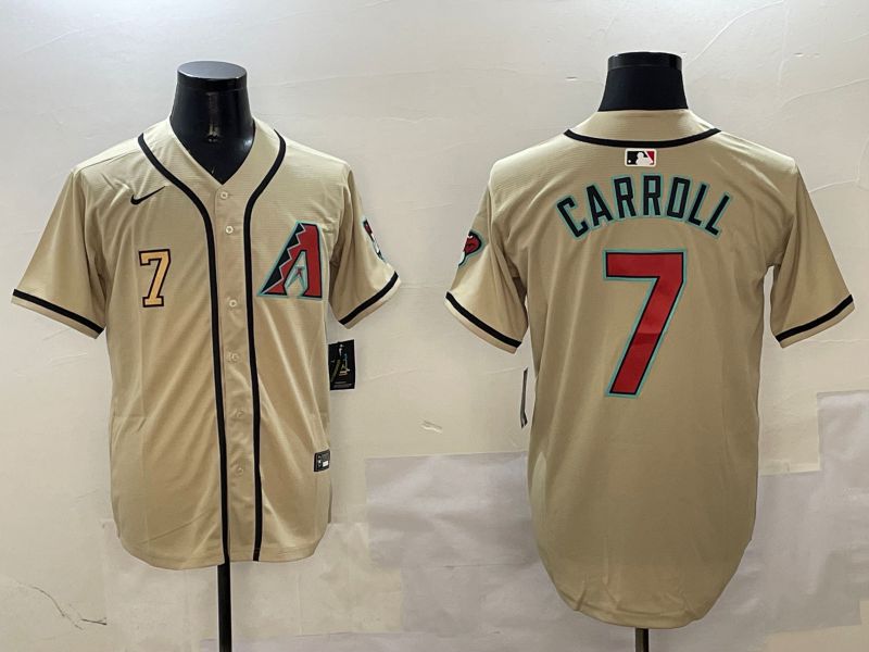Men Arizona Diamondback #7 Carroll Cream Game 2025 Nike MLB Jersey style 3